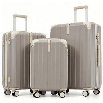 Trikiousd 3 pc ABS Hardside Luggage Set with TSA Lock, Spinner Wheels and Adjustable Handle