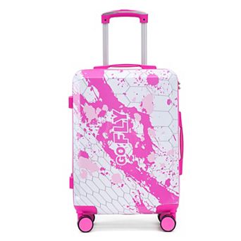 Trikiousd 20 Inch PC Spinner Carry On Suitcase with Combination Lock Printed Pattern Luggage