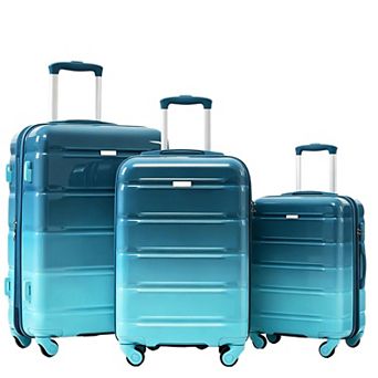 Trikiousd 3 pc Luggage Set with USB Port, ABS+PC Hardshell Carry-On Suitcase with Spinner Wheels