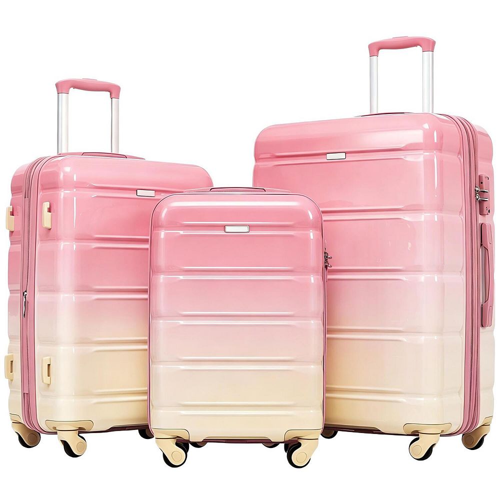 Trikiousd 3-Piece Luggage Set with USB Port, ABS+PC Hardshell