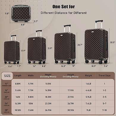 Trikiousd 5-Piece Hardside Luggage Set with TSA Lock, ABS Spinner Suitcases with Adjustable Handle
