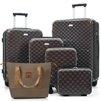 Trikiousd 6 pc Hardside Luggage Set with TSA Lock, ABS Spinner Suitcases and Travel Duffel Bag