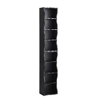 Trikiousd 8 tier Slim Bookcase with Adjustable Shelves and Wavy Edge Design