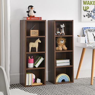 Trikiousd 8-Tier Media Tower Rack Tall Narrow Bookcase Display Bookshelf with Adjustable Shelves