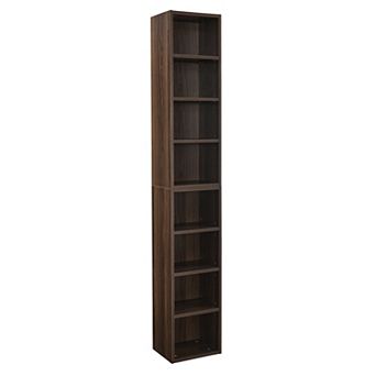 Trikiousd 8 tier Media Tower Rack Tall Narrow Bookcase Display Bookshelf with Adjustable Shelves