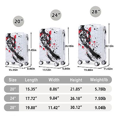 Trikiousd 3-Piece PC Spinner Luggage Set 20/24/28 Inch Carry On Suitcase with Combination Lock