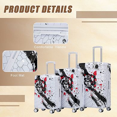 Trikiousd 3-Piece PC Spinner Luggage Set 20/24/28 Inch Carry On Suitcase with Combination Lock