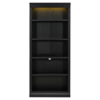 Trikiousd 83.4" 5 tier Bookcase with LED Light and Adjustable Shelves