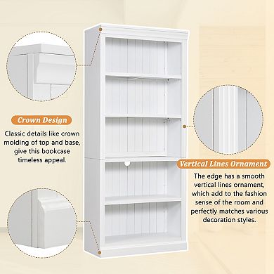 Trikiousd 83.4" 5-Tier Wood Bookcase with Adjustable Shelves