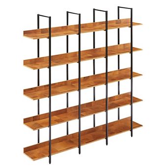 Trikiousd 5 tier Industrial Bookcase with Metal Frame Open Shelves
