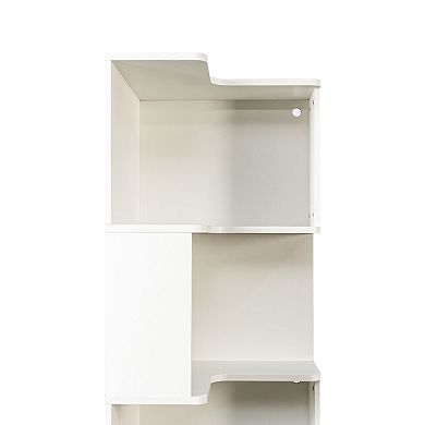Trikiousd 5-Tier Corner Bookshelf with LED Lights and Baffle Panels