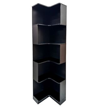 Trikiousd 5 tier Corner Bookshelf with LED Lights and Baffle Panels