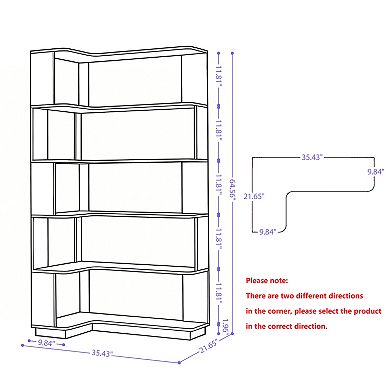 Trikiousd 5-Tier L-Shaped Corner Bookcase with Anti-Tip Design