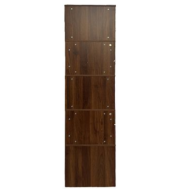Trikiousd 4-Tier Corner Bookshelf with Drawer and LED Lights