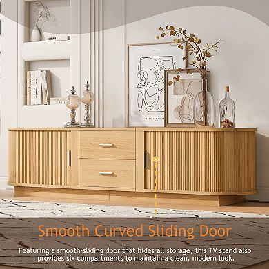 Trikiousd 70.8" TV Stand with Drawers and Hidden Sliding Storage