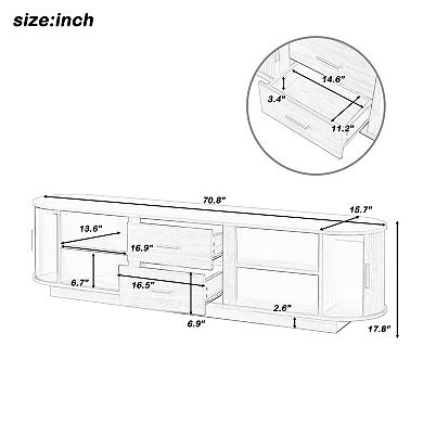 Trikiousd 70.8" TV Stand with Drawers and Hidden Sliding Storage