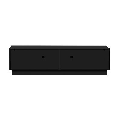 Trikiousd 4-Door Wave Accent Cabinet TV Stand with LED Lights and Adjustable Shelves