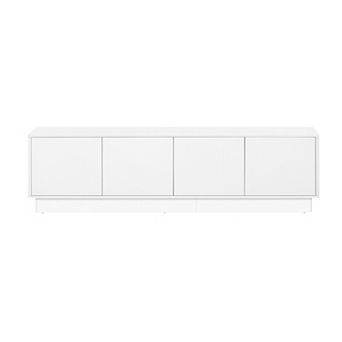 Trikiousd 4-Door Wave Accent Cabinet TV Stand with LED Lights and Adjustable Shelves
