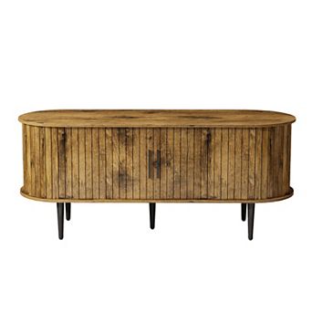 Trikiousd 47" Mid Century TV Stand with Sliding Door Storage