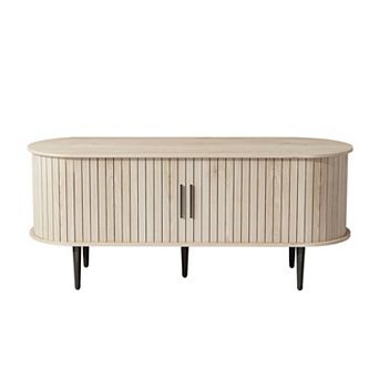 Trikiousd 47" Mid Century TV Stand with Sliding Door Storage