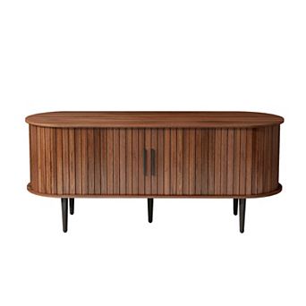 Trikiousd 47" Mid Century TV Stand with Sliding Door Storage