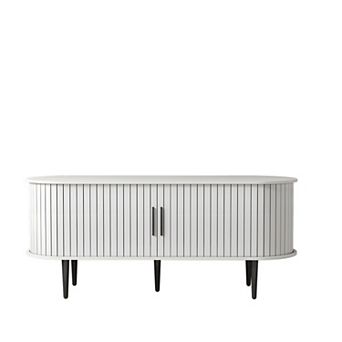 Trikiousd 47" Mid Century TV Stand with Sliding Door Storage