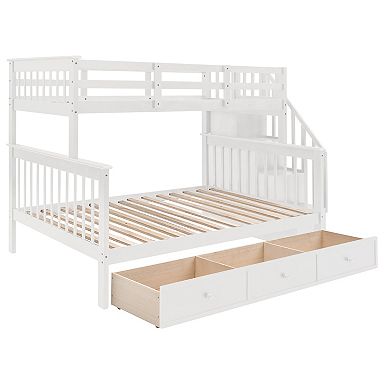 Pnronnc L-shape Twin Over Full Bunk Bed Convertible Loft Bed and Platform Bed with 3 Drawer