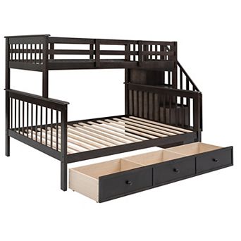 Pnronnc L-shape Twin Over Full Bunk Bed Convertible Loft Bed and Platform Bed with 3 Drawer