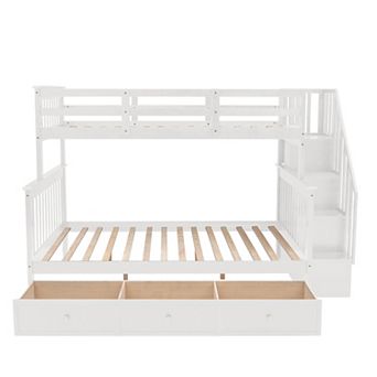 Pnronnc L-shape Twin Over Full Bunk Bed Convertible Loft Bed and Platform Bed with 3 Drawer