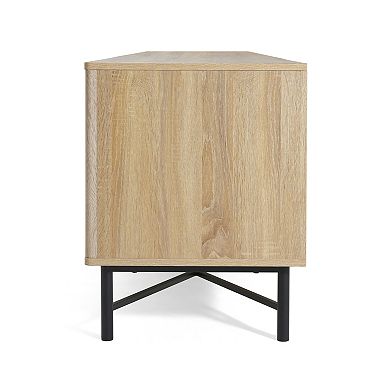Trikiousd 4-Door TV Stand with Adjustable Shelves for 65" TVs