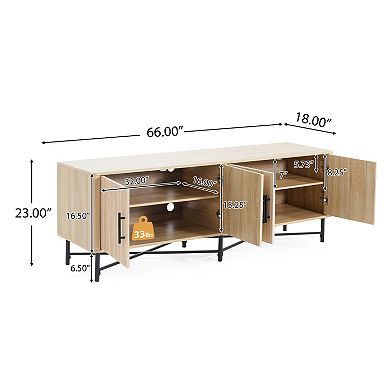 Trikiousd 4-Door TV Stand with Adjustable Shelves for 65" TVs