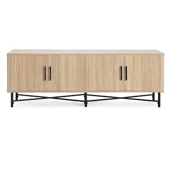 Trikiousd 4-Door TV Stand with Adjustable Shelves for 65" TVs