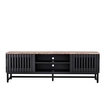 Trikiousd 63" Mid Century Modern TV Stand with Slatted Doors