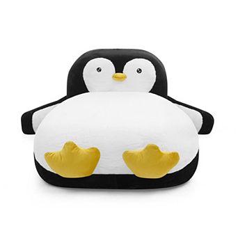 Pnronnc Faux Fur Penguin Shaped Bed Twin Size Kids Platform Bed Lounger Chair for Kids