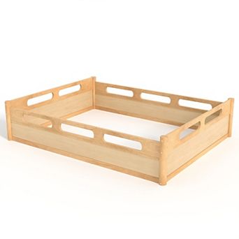 Pnronnc Low Profile Floor Bed Montessori Toddler Daybed Wood Frame Grounded Platform Bed wGuardrails