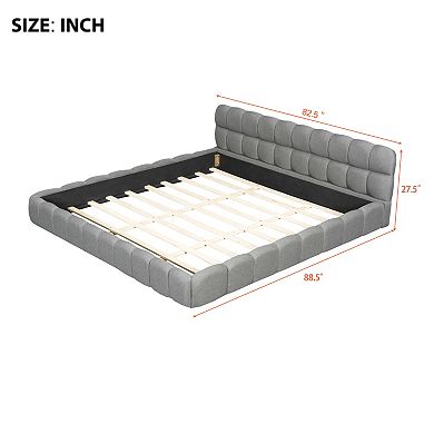 Trikiousd King Size Low Profile Floor-Hugging Platform Bed Platform Bed Frame with Thick Fabric