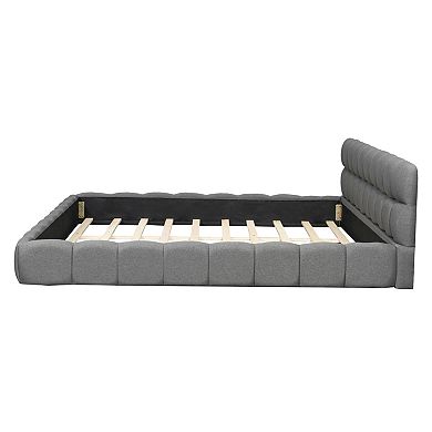 Trikiousd King Size Low Profile Floor-Hugging Platform Bed Platform Bed Frame with Thick Fabric