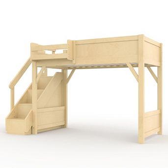 Pnronnc Solid Wood Loft Bed Built-in Wardrobe and Underbed Storage Space, Space-saving Loft Bed