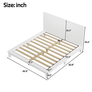 Trikiousd Low-Profile Platform Bed Wooden Bed Frame with Headboard, No Box Spring Needed
