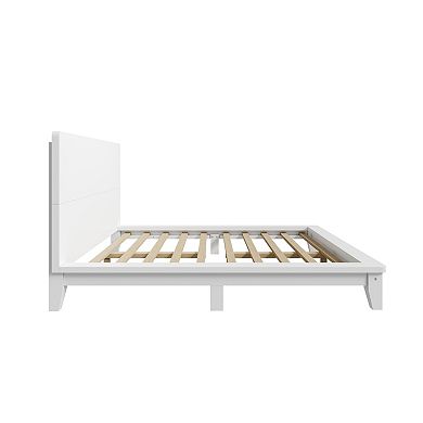 Trikiousd Low-Profile Platform Bed Wooden Bed Frame with Headboard, No Box Spring Needed