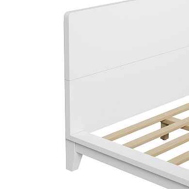 Trikiousd Low-Profile Platform Bed Wooden Bed Frame with Headboard, No Box Spring Needed
