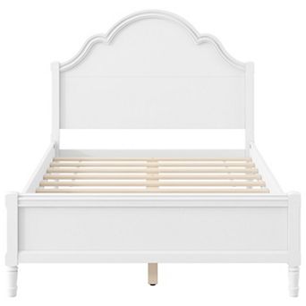 Trikiousd Solid Wood Platform Bed Frame with Curved Headboard & Footboard