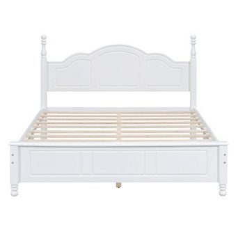 Trikiousd Mid-Century Wood Platform Bed Low Profile Bed Frame with Headboard & Footboard