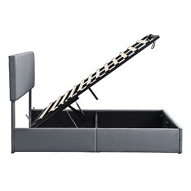 Trikiousd Lift Up Storage Bed Modern Upholstered Platform Bed, Hydraulic Support