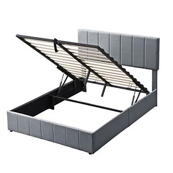 Trikiousd Lift Up Storage Bed Modern Upholstered Platform Bed, Hydraulic Support