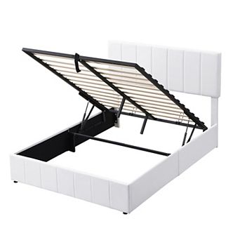 Trikiousd Lift Up Storage Bed Modern Upholstered Platform Bed, Hydraulic Support