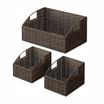 Handwoven Rattan Storage Baskets Set of 3
