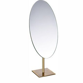 Antique Brass Vanity Desk Mirror Stand Oval