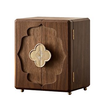 5 Layers Walnut Wood Jewelry Box Vintage Double Door Jewelry Organizer