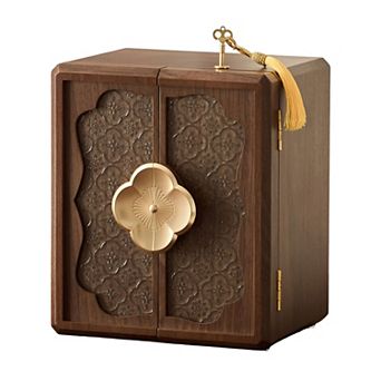 5-Layer Lockable Walnut Jewelry Box with Key